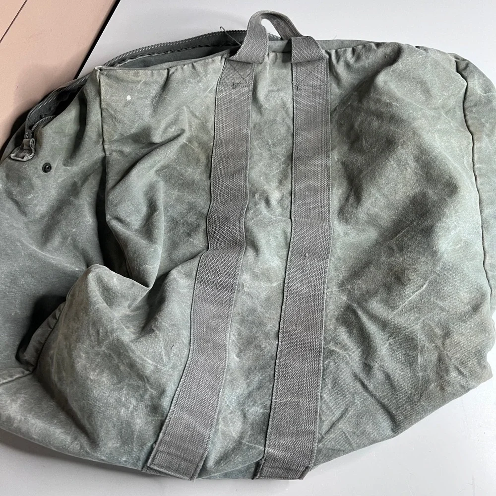 Vintage‎ Military Style Canvas Aviator Kit Bag Duffel Olive Drab Green Large